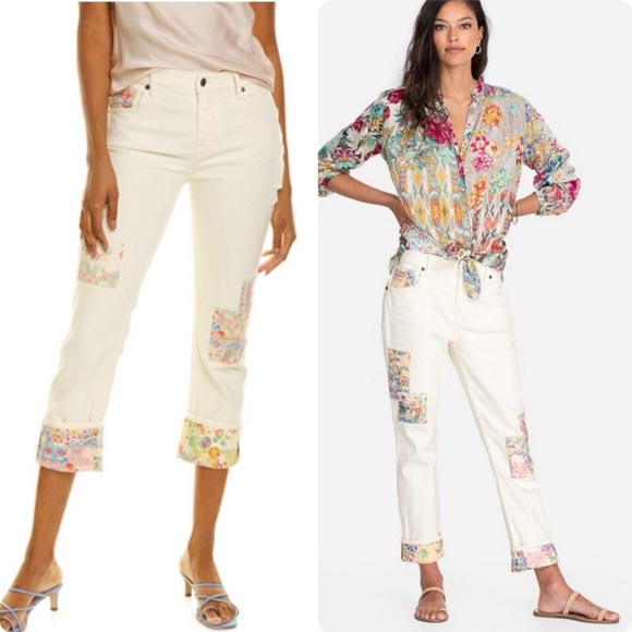Jonny was DREAMER PATCHWORK CROPPED BOYFRIEND JEAN IN WHITE - Picture 6 of 14